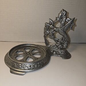 Vintage Carson Pewter Statesmetal Hummingbird Stand Jar Candle Holder